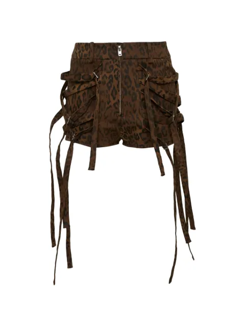 GRACE ELWOOD leopard-print strap-detail shorts Brown 26SSPT100300LEOPARD