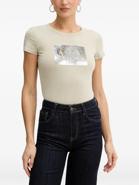 Armani Exchange sequin-embellished T-shirt Neutrals 8NYTDLYJ73Z