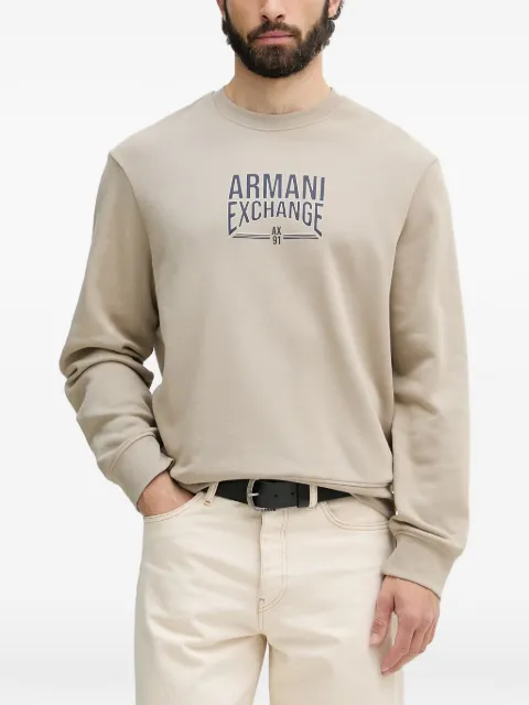 Armani Exchange logo-print crew-neck sweatshirt Neutrals XM002446AF22124