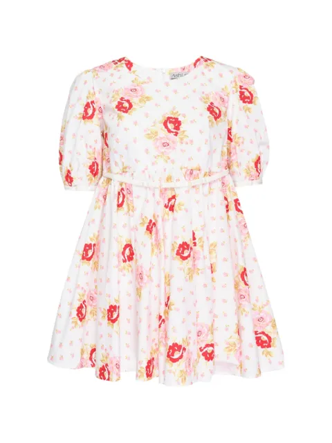 Ashley Williams floral-print puff-sleeve dress White AWSS260001300