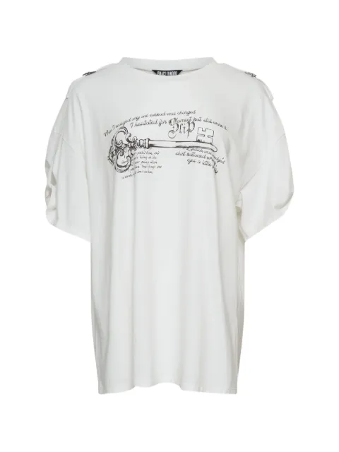 GRACE ELWOOD key-print turned-up T-shirt White 26SSJS010700