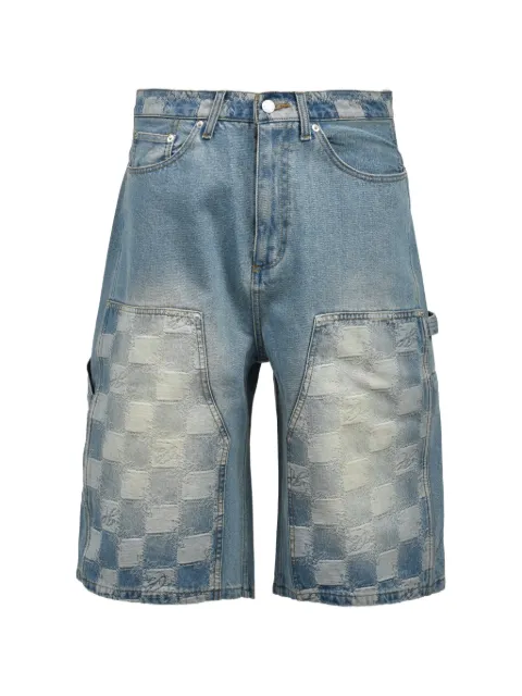 BREATH check-pattern distressed shorts Blue BR26SSP1013