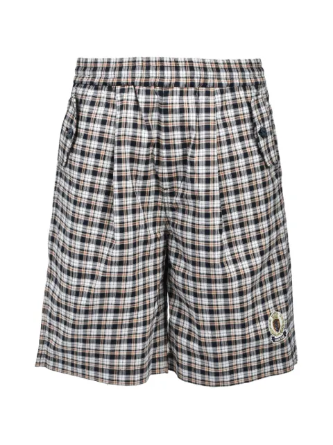 BREATH check-pattern embroidered-logo shorts White BR26SSP1017