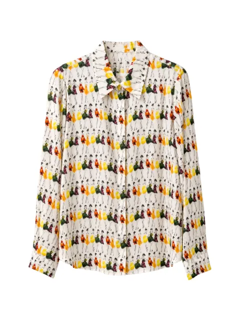 alice + olivia graphic-print long-sleeve shirt White CV603P52065