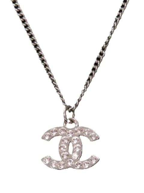 CHANEL Pre-Owned 2013 CC Brass and Strass Pendant Necklace costume necklace Silver XAGF1M3ROJGDSP2I