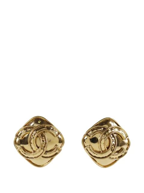 CHANEL Pre-Owned 1994 CC Gold Plated Diamond Shape Clip On Earrings costume earrings Gold LFC3HM4CU16ENDSR