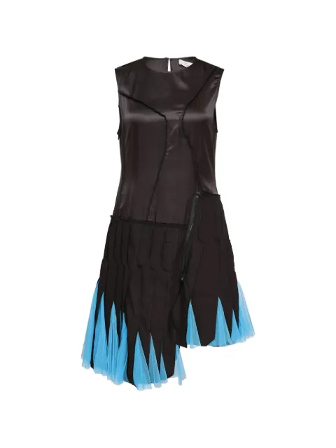 CAROLINE HU asymmetric tulle-trim dress Black CHSS26D02BK00BLACKBLUE