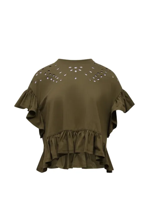 Ulla Johnson Mariana eyelet-embroidered peplum top Green SP26081400LCHN