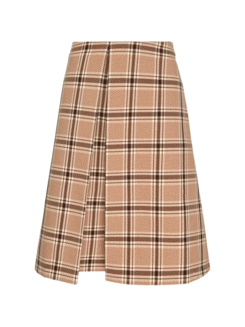 Ashley Williams check-pattern kick-pleat skirt Brown AWSS260004100