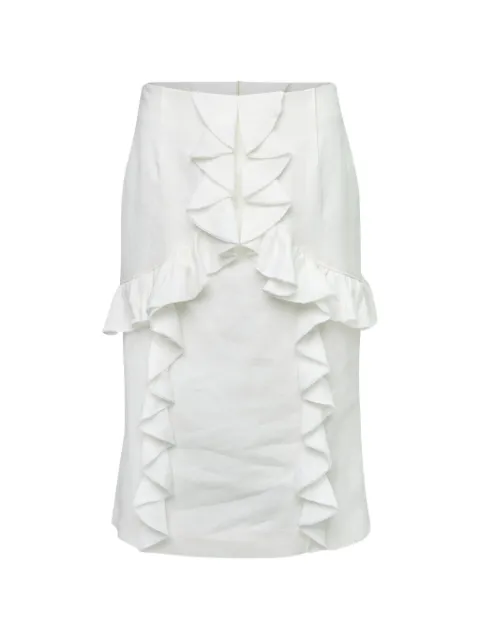 SHUSHU/TONG ruffle-trimmed flared skirt White FSDFSK11ZEP401WH100