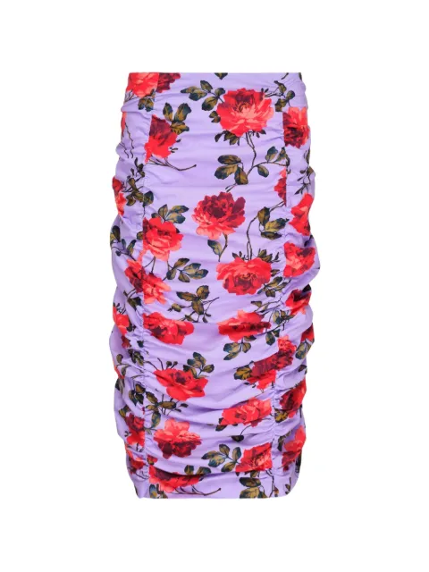 Carolina Herrera floral-print ruched midi skirt Purple S2611N302SMT00540