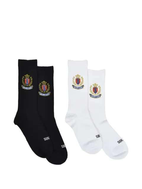 BREATH crest-embroidered ribbed socks Black BR26SSAC8009