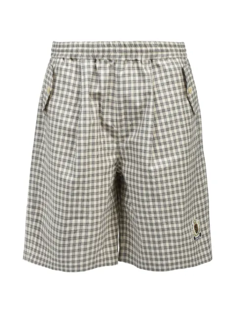 BREATH check-pattern logo-patch shorts Neutrals BR26SSP1017