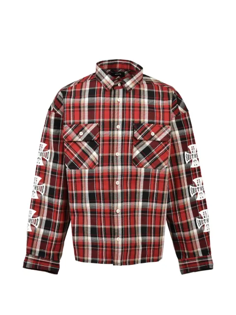 BREATH check-pattern logo-print shirt Red BR26SSS2007