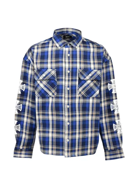 BREATH check-print logo-print shirt Blue BR26SSS2007