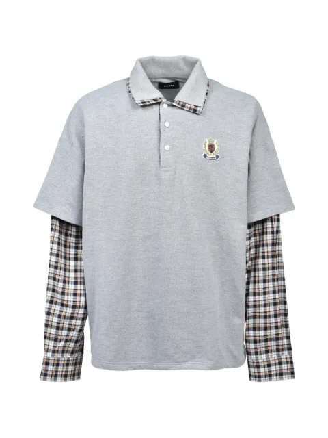 BREATH layered-sleeve crest-patch polo shirt Grey BR26SSC5012GRY