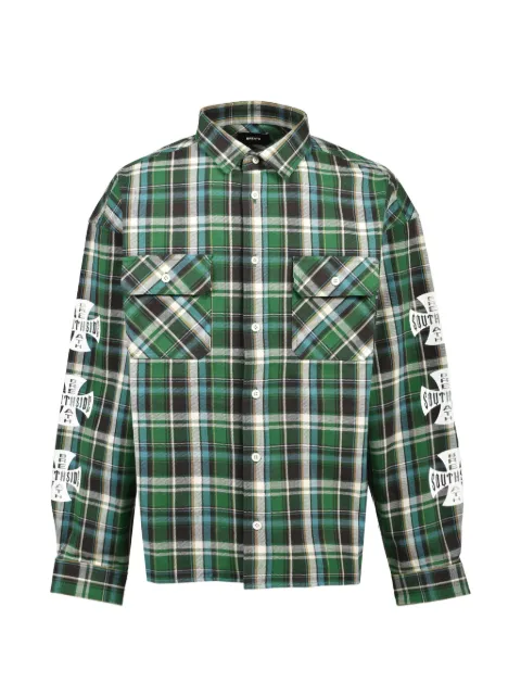 BREATH tartan-check graphic-print shirt Green BR26SSS2007