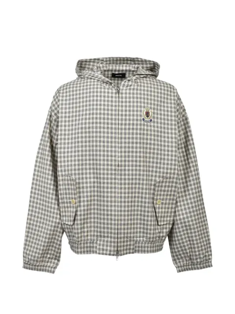BREATH check-pattern logo-patch jacket Neutrals BR26SSO0010