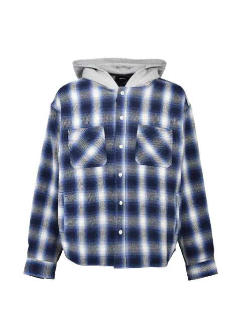 BREATH check-pattern hooded shirt Blue BR26SSS2008