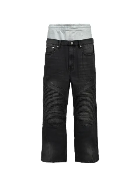 BREATH layered-waist biker jeans Black BR26SSP1016