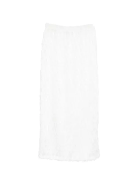 RAME fringed midi skirt White NSGON01TPO0587