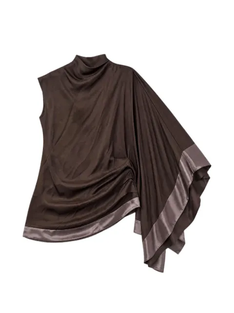 YANGKEHAN asymmetric draped top Brown YKH26STOP503P