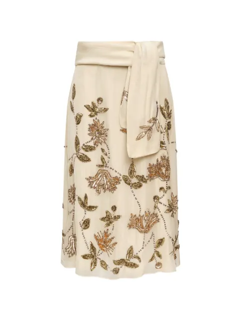 MALIPARMI Silver Garden sequin-embellished skirt Neutrals JG667750667B1143