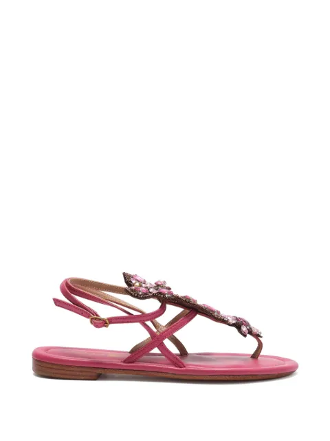 MALIPARMI butterfly-embroidered rhinestone-embellished sandals Pink SA09729127132000