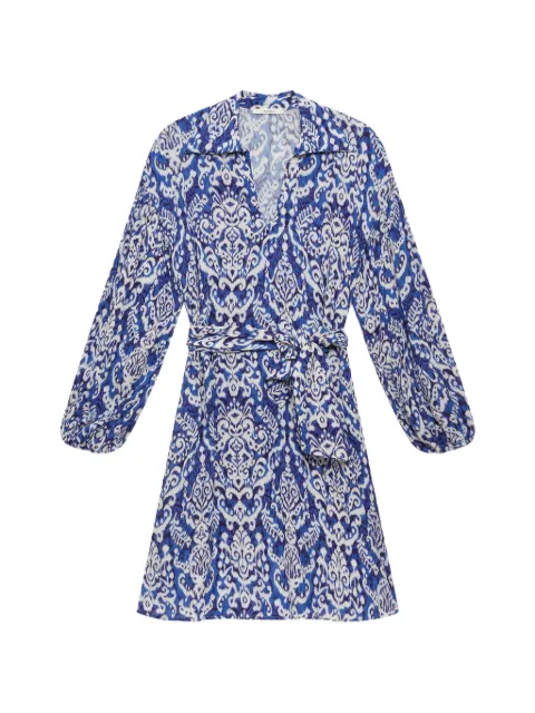 MALIPARMI Ikat-print belted dress Blue JF672050671D8098