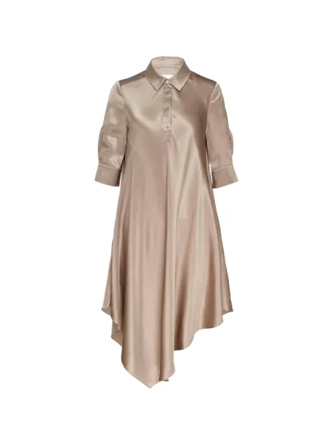 Club21 Collection asymmetric satin shirt dress Neutrals FERDPL023CLAYSS26