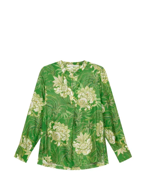 MALIPARMI floral-print silk tunic Green JM103331027D6096