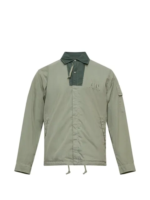 C.P. Company logo-embroidered flap-pocket overshirt Green 20CMOS063A005153D610