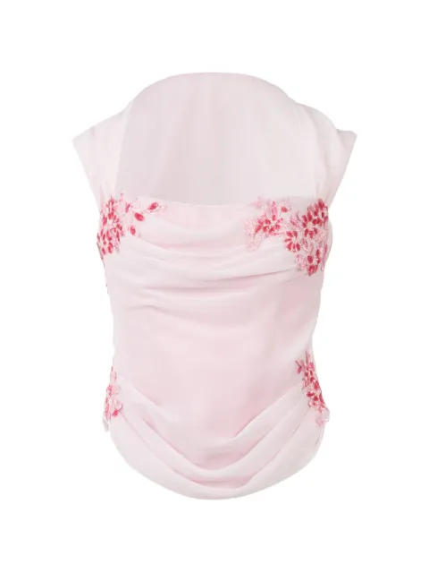 Stolen Stores floral-appliqué draped top Pink 0203360884