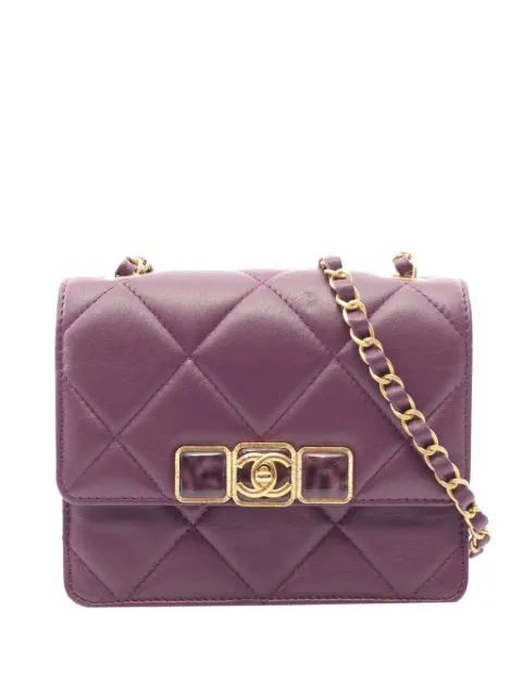 CHANEL Pre-Owned 2021-2026 Mini Quilted Lambskin Resin CC Flap Bag crossbody bag Purple AHUKCNQBO5X1UHT6