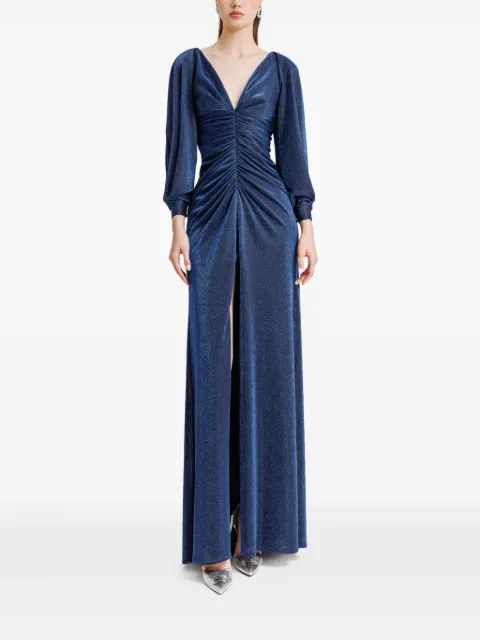 Gemy Maalouf gathered long-sleeve dress Blue EDW251946LD