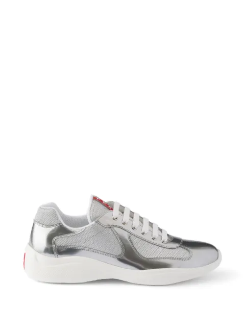 Prada America's Cup metallic-leather and bike fabric sneakers Silver 4E3400FG0003LNG