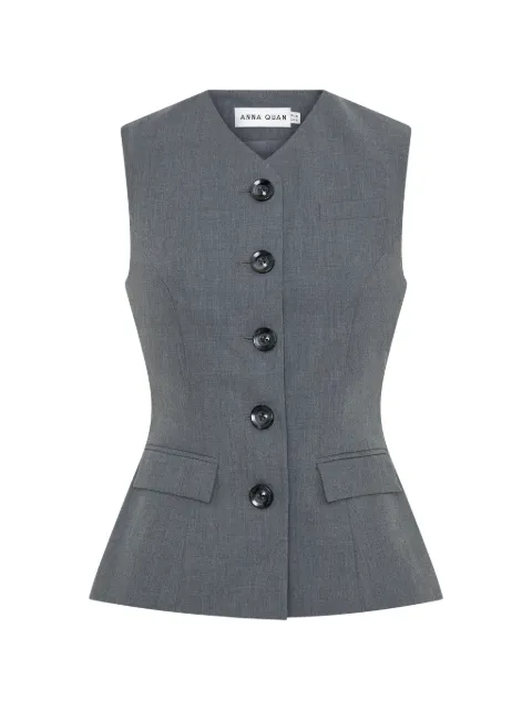 Anna Quan Kendall button-fastening peplum top Grey KENDALLTOP