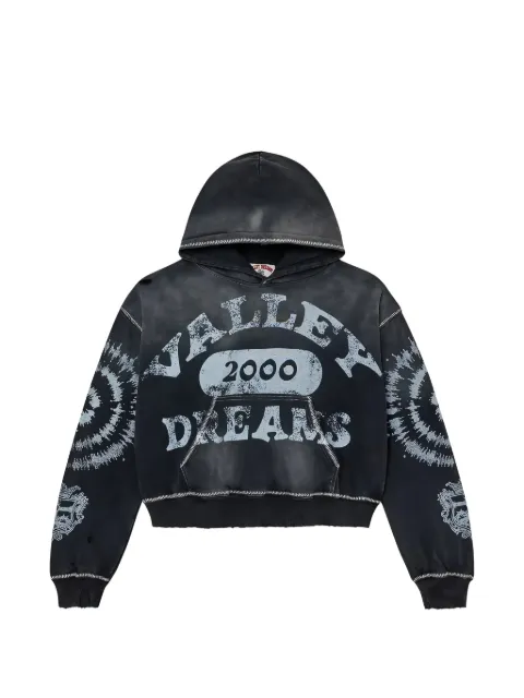 Vale 2000 Spiral distressed hoodie Black 1145110004