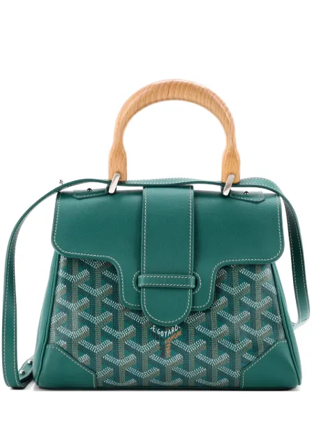 Goyard Pre-Owned Structured Saigon Top Handle Bag Coated Canvas with Leather Mini satchel Green ZXVZFNT99VKVQSRA
