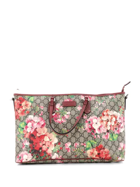 Gucci Pre-Owned Convertible Zip Blooms Print GG Coated Canvas Large tote bag Brown ZC6T175W2BSO9TW3