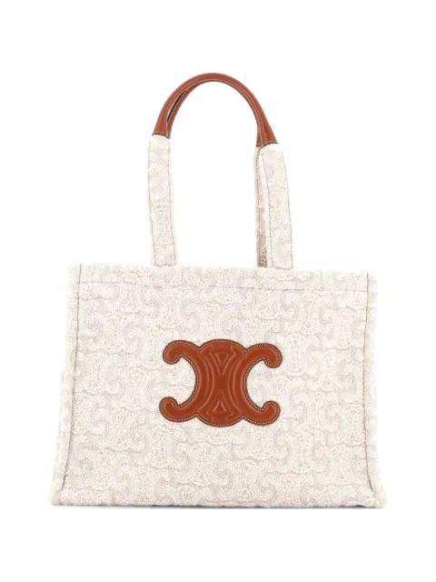 Celine Pre-Owned Cabas Thais Triomphe Embroidered Wool Large tote bag Brown XJ41P5Q2MYDPOL9V
