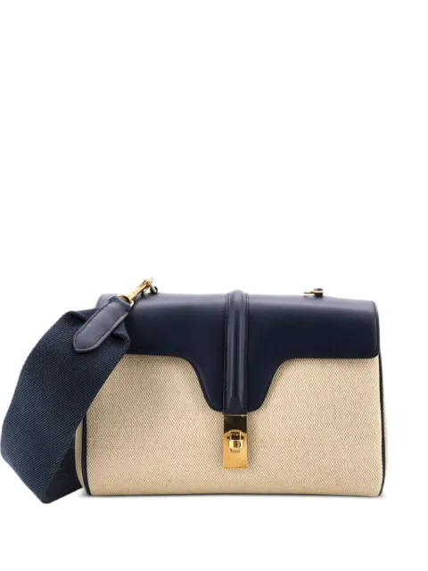 Celine Pre-Owned Soft 16 Bag Canvas and Leather Teen shoulder bag Blue OFT31PV65OKYLWN5