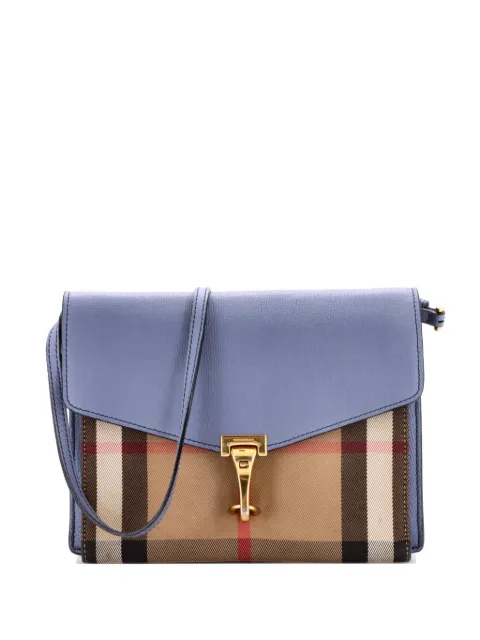Burberry Pre-Owned Macken Leather and House Check Canvas Small crossbody bag Blue PSC656ZOMQFW9QAK