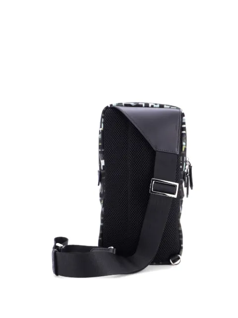 Fendi Pre-Owned Front Pocket Sling Bag Camouflage Zucca Nylon Small crossbody bag Black 7BWJ9Z1WCMYZ6BOX