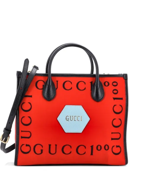 Gucci Pre-Owned 100 Embroidered Felt Small tote bag Red 2PXY0BJA4D2MIV76