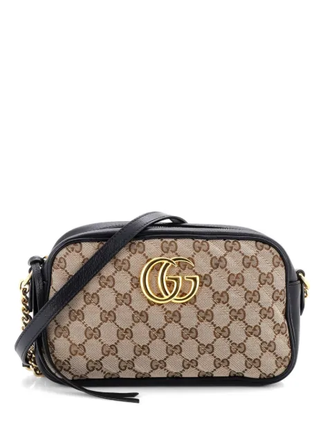 Gucci Pre-Owned GG Marmont Shoulder Bag Diagonal Quilted GG Canvas with Leather Small crossbody bag Black 2CGGDY15OEA38BAK