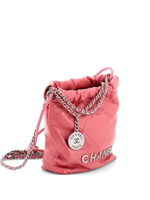 CHANEL Pre-Owned 22 Chain Hobo Quilted Calfskin Mini crossbody bag Pink 0MQVDZUQWBKL9F7K