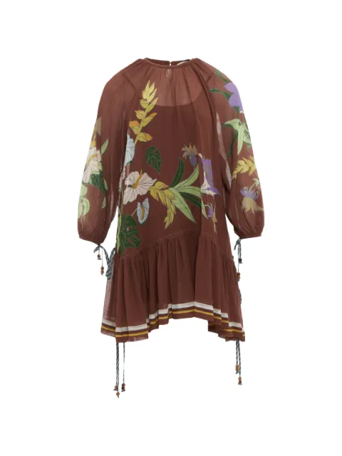 ALEMAIS floral-print ruffled mini dress Brown 6889D