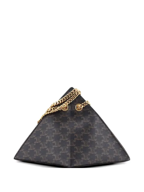 Celine Pre-Owned Pyramid Chain Triomphe Coated Canvas shoulder bag Brown P6D01UMC88M39AUA