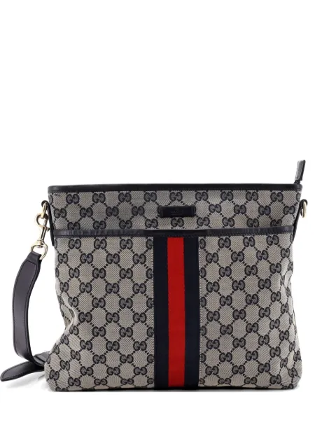 Gucci Pre-Owned Front Pocket Web Messenger GG Canvas Small crossbody bag Blue OXMXFILK0J1W2CGL